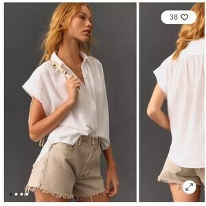 Citizens of Humanity Penny Short Sleeve Buttondown Blouse White Women's SIze S